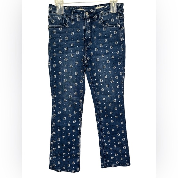Pilcro Anthropologie Embroidered High-Rise Bootcut Denim Jeans Size 27 - Picture 1 of 7